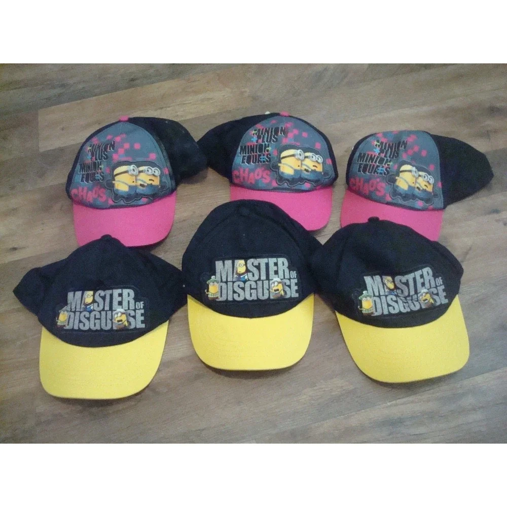 KIDS 6PC LOT DESPICABLE ME MINIONS HAT CAP DEADSTOCK VINTAGE TT3
